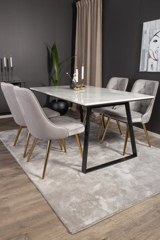 Venture Home Estelle Matbord 140*90 - Vit Marmor / Svarta BenVelvet Deluxe Dining Chai