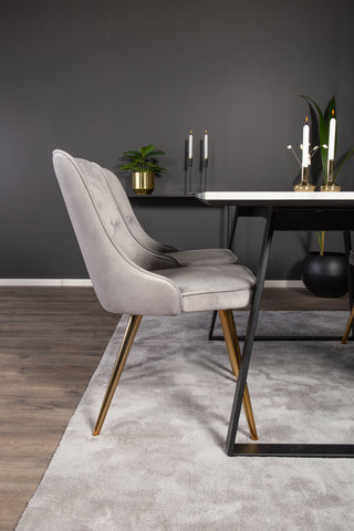 Venture Home Estelle Matbord 140*90 - Vit Marmor / Svarta BenVelvet Deluxe Dining Chai