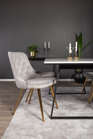 Venture Home Estelle Matbord 140*90 - Vit Marmor / Svarta BenVelvet Deluxe Dining Chai
