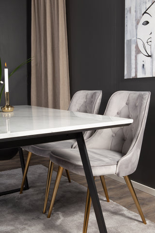 Venture Home Estelle Matbord 140*90 - Vit Marmor / Svarta BenVelvet Deluxe Dining Chai