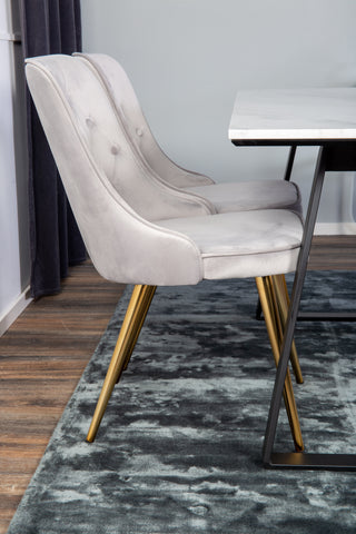 Venture Home Estelle Matbord 140*90 - Vit Marmor / Svarta BenVelvet Deluxe Dining Chai
