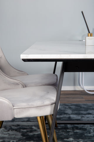 Venture Home Estelle Matbord 140*90 - Vit Marmor / Svarta BenVelvet Deluxe Dining Chai