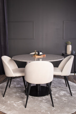Venture Home Razzia Matbord 106cm - Grå Terazzo / BlackVelvet Matbordsstol - Svart L