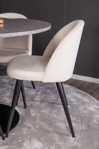 Venture Home Razzia Matbord 106cm - Grå Terazzo / BlackVelvet Matbordsstol - Svart L