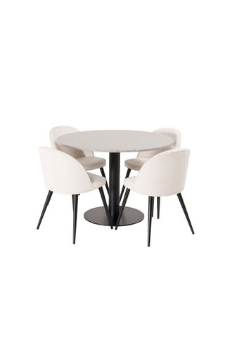 Venture Home Razzia Matbord 106cm - Grå Terazzo / BlackVelvet Matbordsstol - Svart L