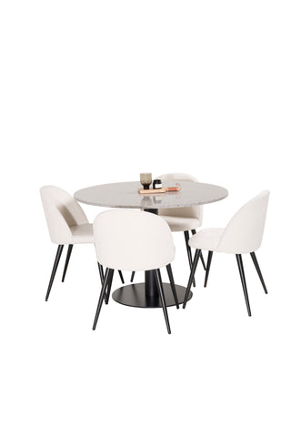 Venture Home Razzia Matbord 106cm - Grå Terazzo / BlackVelvet Matbordsstol - Svart L