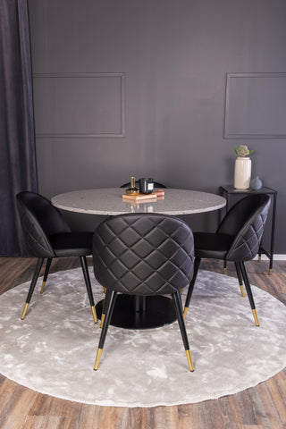 Venture Home Razzia Matbord 106cm - Grå Terazzo / BlackVelvet matstol mässing m. st