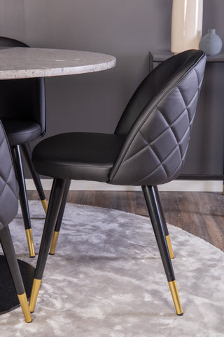 Venture Home Razzia Matbord 106cm - Grå Terazzo / BlackVelvet matstol mässing m. st