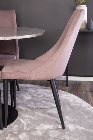 Venture Home Razzia Matbord 106cm -Grå Terazzo / Svart +Leone Matbordsstol - Svarta Ben / Dammig Rosa Corduroy _4