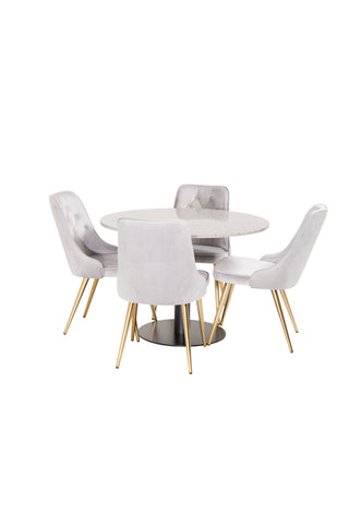 Venture Home Razzia Matbord 106cm - Grå Terazzo / BlackVelvet Deluxe Matstol - Br