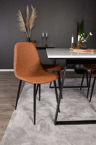 Venture Home Estelle Matbord 140*90 - Vit Marmor / Svarta Ben - Polar Matstol - Brun / Svart 4
