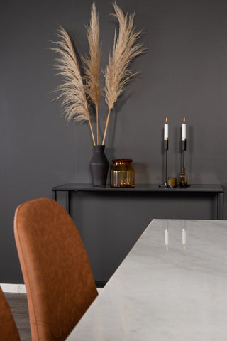 Venture Home Estelle Matbord 140*90 - Vit Marmor / Svarta Ben - Polar Matstol - Brun / Svart 4